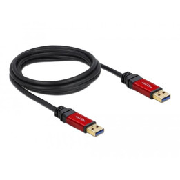 Кабел Delock 82745, USB-A мъжко - USB-А мъжко, 2 м, Premium, Екраниран, Черен