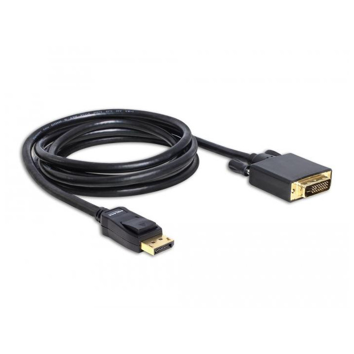 Настолен микрофон Delock 82591, DisplayPort мъжко - DVI мъжко, 2 м., Черен