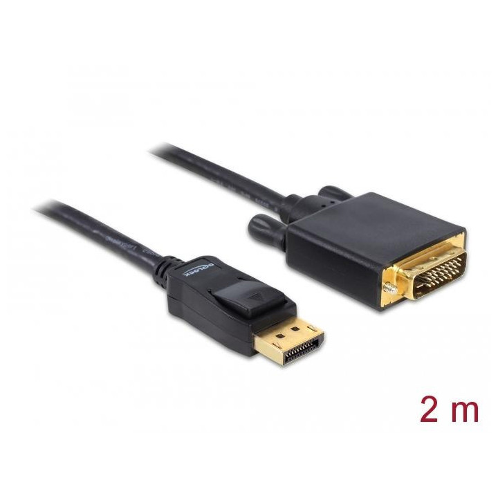Настолен микрофон Delock 82591, DisplayPort мъжко - DVI мъжко, 2 м., Черен