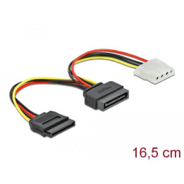 Кабел DeLock 65235 , SATA 15 pin мъжко към Molex 4 pin женско   SATA 15 pin женско