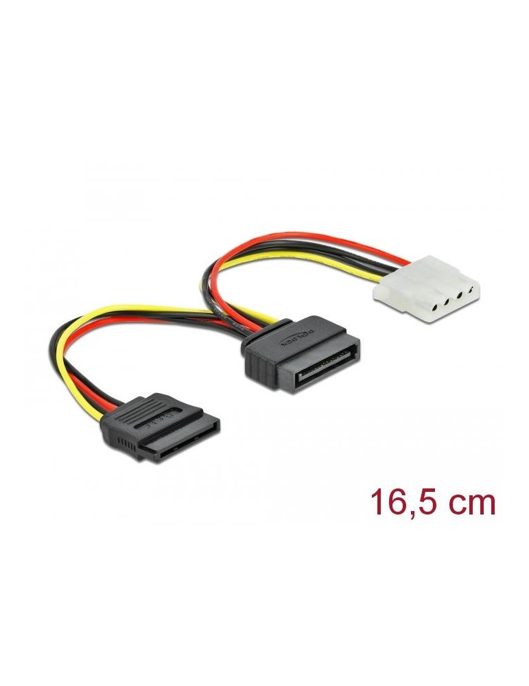 Кабел DeLock 65235 , SATA 15 pin мъжко към Molex 4 pin женско   SATA 15 pin женско