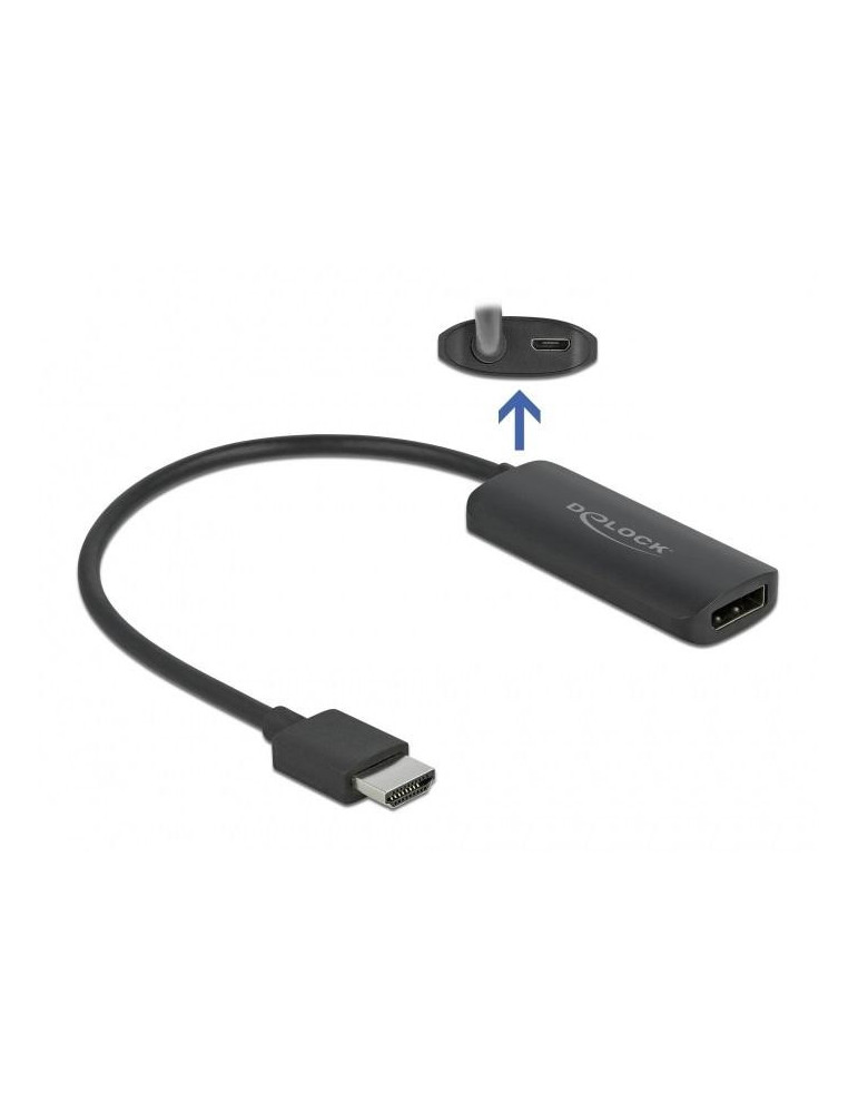 Адаптер Delock 63206, HDMI-A мъжко - DisplayPort женско, 4K 60 Hz, Черен