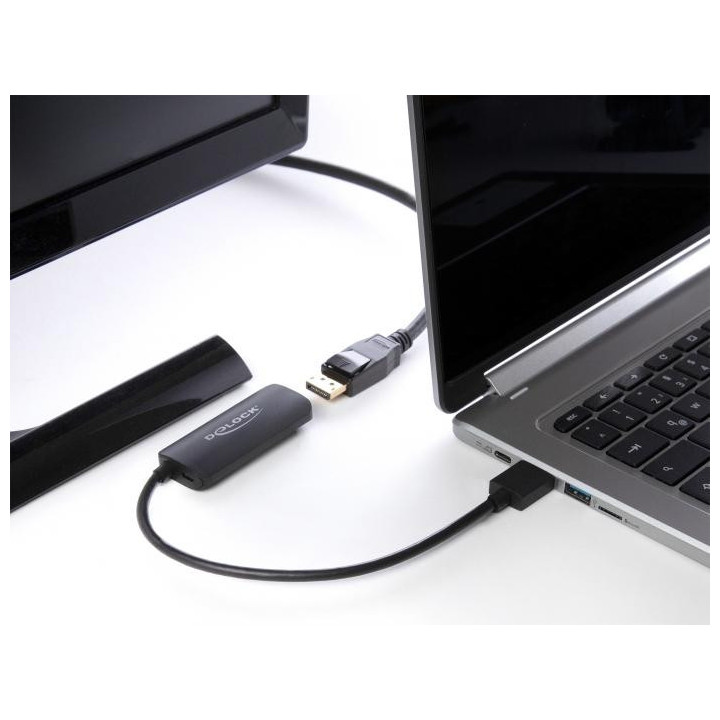 Адаптер Delock 63206, HDMI-A мъжко - DisplayPort женско, 4K 60 Hz, Черен