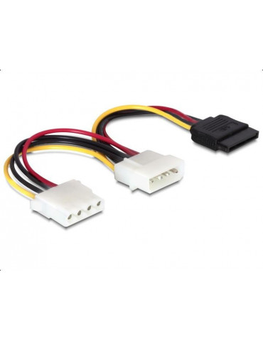 Кабел DeLock Power 4 pin мъжко към SATA 15 pin female 4 pin женско, 16.5 cm