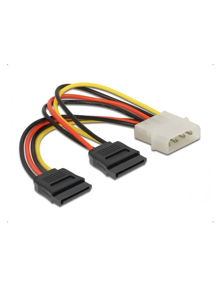 Кабел DeLock Power Molex 4 Pin мъжко към 2 x SATA 15 Pin, 16 cm