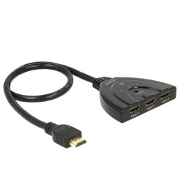 3 портов HDMI суич Delock 18600, 4K, 50 см. кабел, Черен
