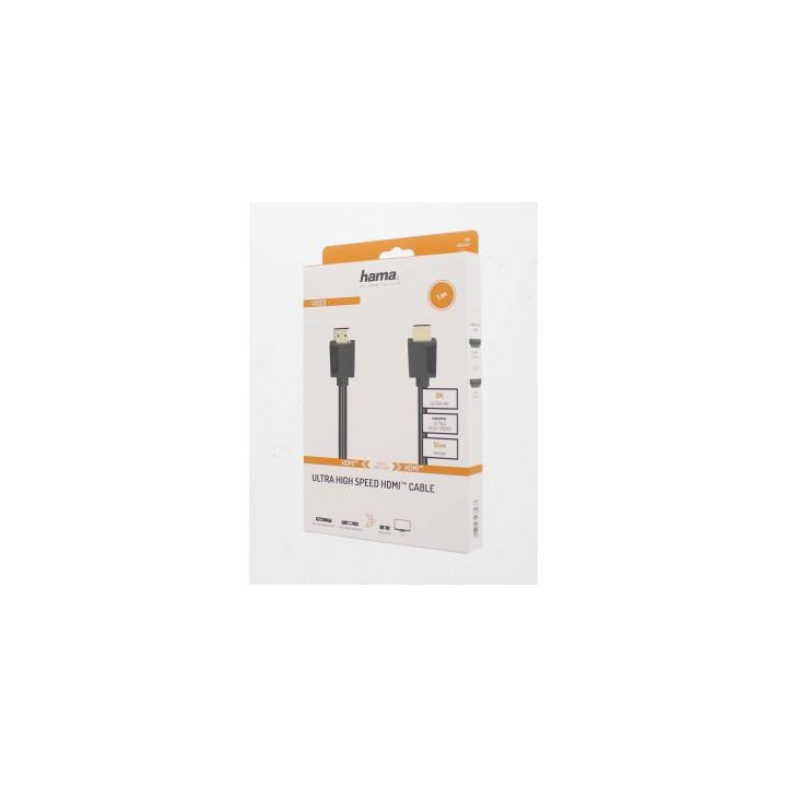 Кабел HAMA High Speed, HDMI мъжко - HDMI мъжко, 8K, 48GB/s, Ethernet , 2 м, позл. конектори