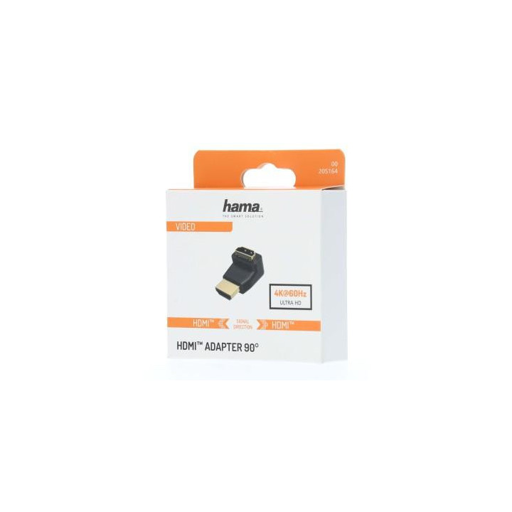 Адаптер HAMA 205164, HDMI мъжко - HDMI женско, на 90&deg , Черен