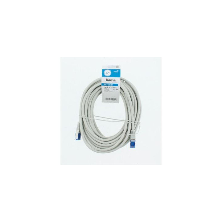 Мрежов пач кабел HAMA F/UTP, CAT 6, RJ-45 - RJ-45, 1Gbit/s, 10.0 m, Сив, Булк