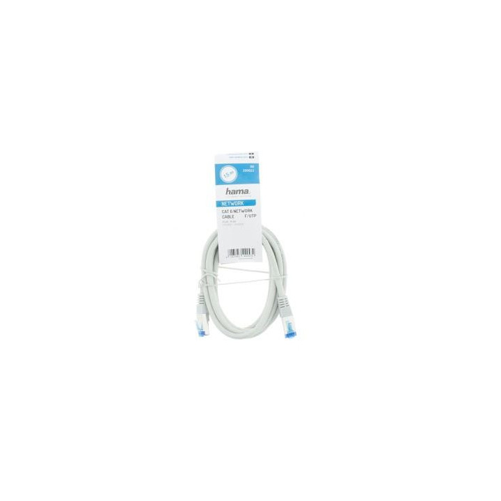 Мрежов пач кабел HAMA F/UTP, CAT 6, RJ-45 - RJ-45, 1Gbit/s, 1.5 m, Сив, Булк