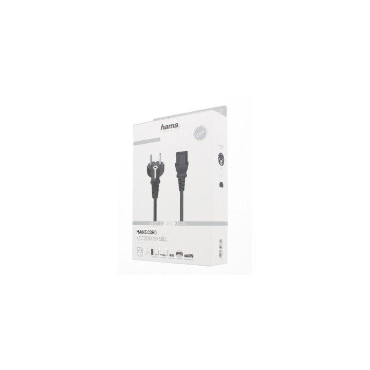 Универсален захранващ кабел HAMA  3-pin socket, 2.5 m, Черен