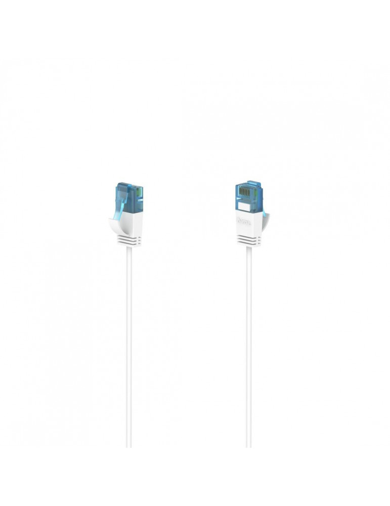 Мрежов кабел HAMA Flexi-Slim, U/UTP CAT 6a, 10 Gbit/s, RJ-45 - RJ45, 3.0 m, Бял