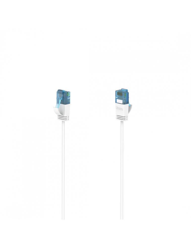 Мрежов кабел HAMA Flexi-Slim, U/UTP CAT 6a, 10 Gbit/s, RJ-45 - RJ45, 0.75 m, Бял