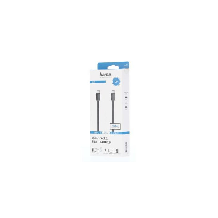 Кабел HAMA USB 3.1 Gen 2, USB-C мъжко - USB-C мъжко, 1 м, 10 Gbit/s, 5A/100W
