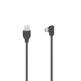 Кабел HAMA USB-C мъжко- USB A, 90&deg , 0.75 м, USB 2.0, 480Mbit/s, Черен