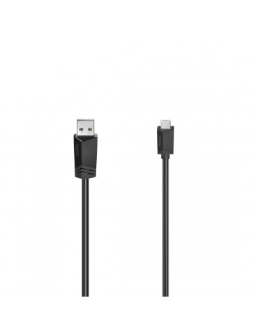 Кабел HAMA USB 2.0- micro USB, Позлатени конектори, 0.75 м., 480 Mbit / сек, Черен