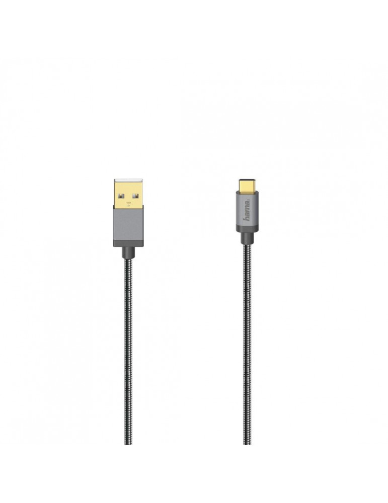 Кабел HAMA 200502, USB-C мъжко - USB-A мъжко, 0.75 м., 5 звезди, 480Mbit/s, Черен