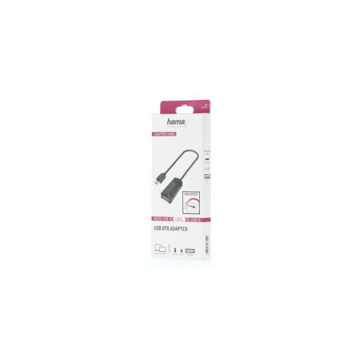 Кабел HAMA 200308 USB 2.0 OTG micro USB - женско USB 2.0, Черен