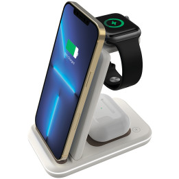 Безжично зарядно Canyon WS-304 Foldable 3in1, Cosmic Latte - CNS-WCS304CL