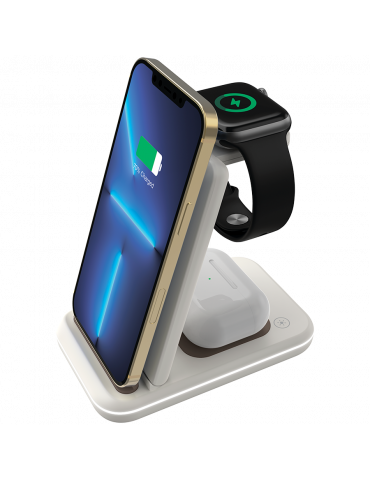 Безжично зарядно Canyon WS-304 Foldable 3in1, Cosmic Latte - CNS-WCS304CL
