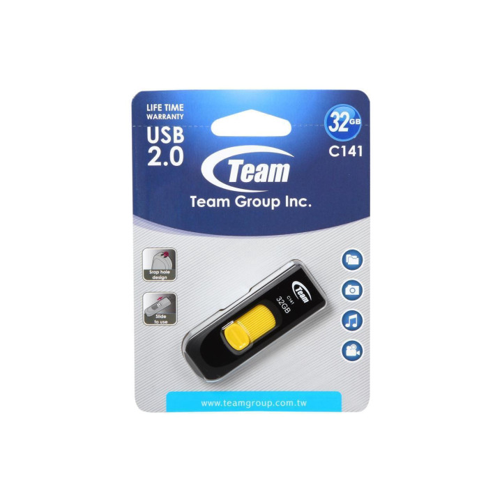 Флаш памет 32GB Team Group C141, жълт, TC14132GY01