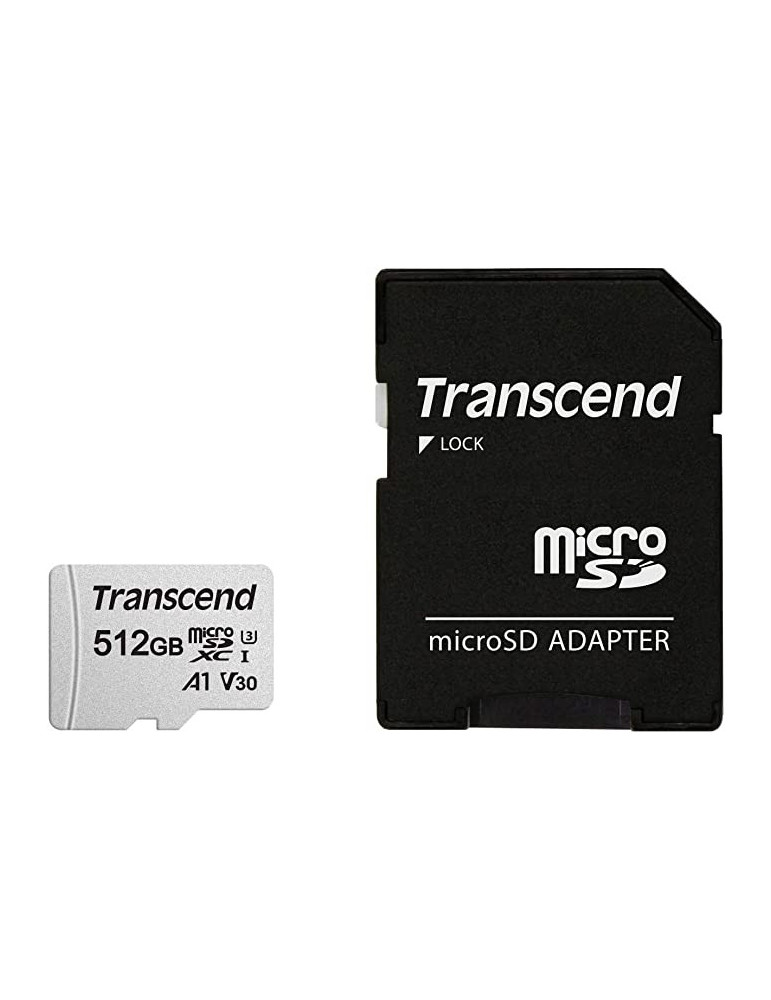 SD карта Transcend 512GB microSD UHS-I U3 A1 с адаптер - TS512GUSD300S-A