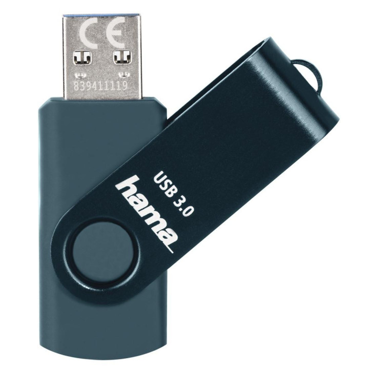 Флаш памет HAMA Rotate, 64GB, 70 MB/s, Петролно синьо - Rotate