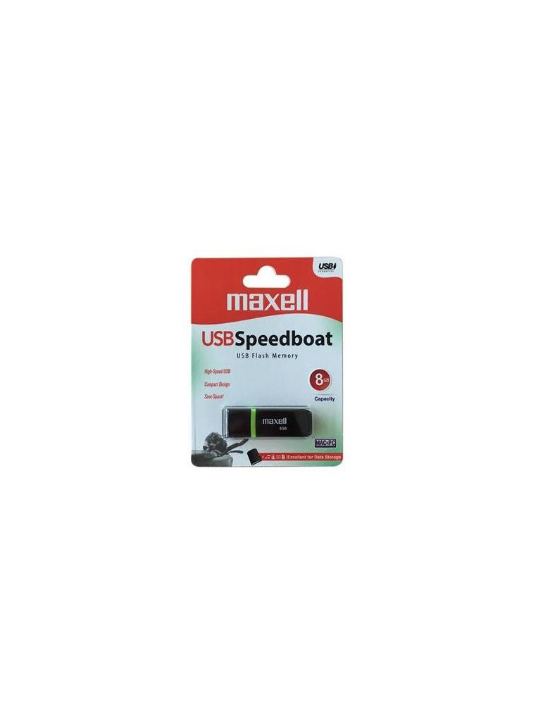 Флаш памет MAXELL SPEEDBOAT, USB 2.0, 8GB, черен - SPEEDBOAT