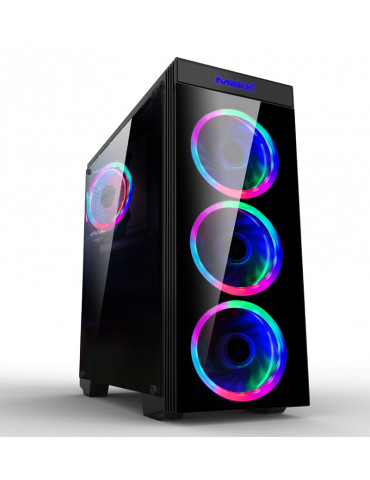 Кутия за компютър Makki Gaming 8872BB RGB с преден капак от темперирано стъкло