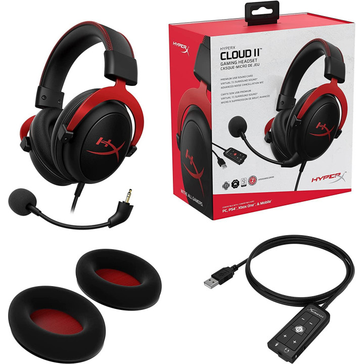 Геймърски слушалки HyperX Cloud II Red, черен/червен - 4P5M0AA