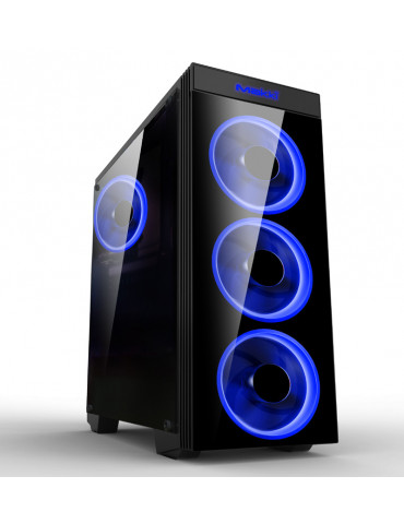 Кутия за компютър Makki Case ATX Gaming - MAKKI-8872-BLUE - 4x120mm BLUE double ring fans