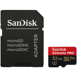 Карта памет SanDisk 32GB Extreme Pro microSDHC   SD Adapter   Rescue Pro Deluxe 100MB/s A1 C10 V30
