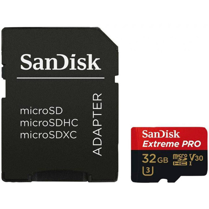 Карта памет SanDisk 32GB Extreme Pro microSDHC   SD Adapter   Rescue Pro Deluxe 100MB/s A1 C10 V30