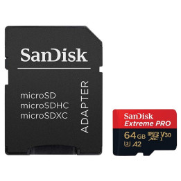 Карта памет SanDisk 64GB Extreme Pro microSDXC   SD Adapter   Rescue Pro Deluxe 170MB/s A2 C10 V30