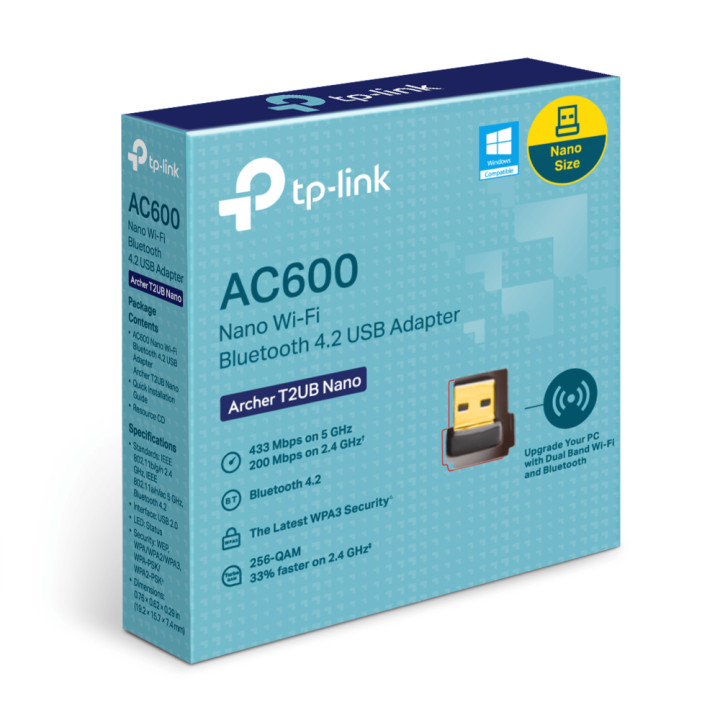 Nano Wi-Fi Bluetooth 4.2 USB адаптер TP-LINK Archer T2UB Nano, 433Mbps on 5GHz/200Mbps on 2.4GHz