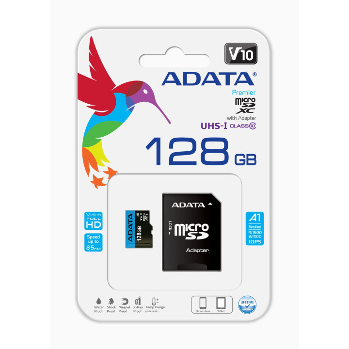 Флаш памет 128G Adata SDXCM A UHS-I CL10 - AUSDX128GUICL10A1-RA1