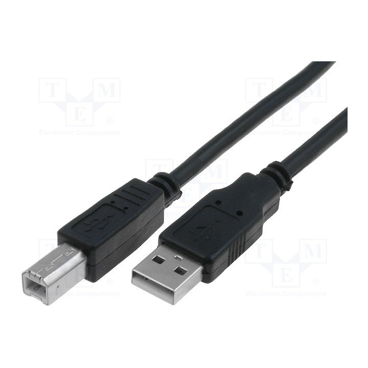 Кабел VCom USB 2.0 AM / BM Black - CU201-B-5m