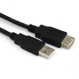 Кабел Vcom USB 2.0 AM / AF Black - CU202-B-3m