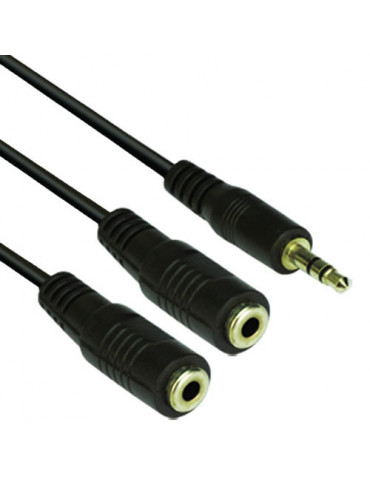 Кабел Vcom 3.5mm Stereo M / 2x 3.5mm Stereo F - CV203-0.2m