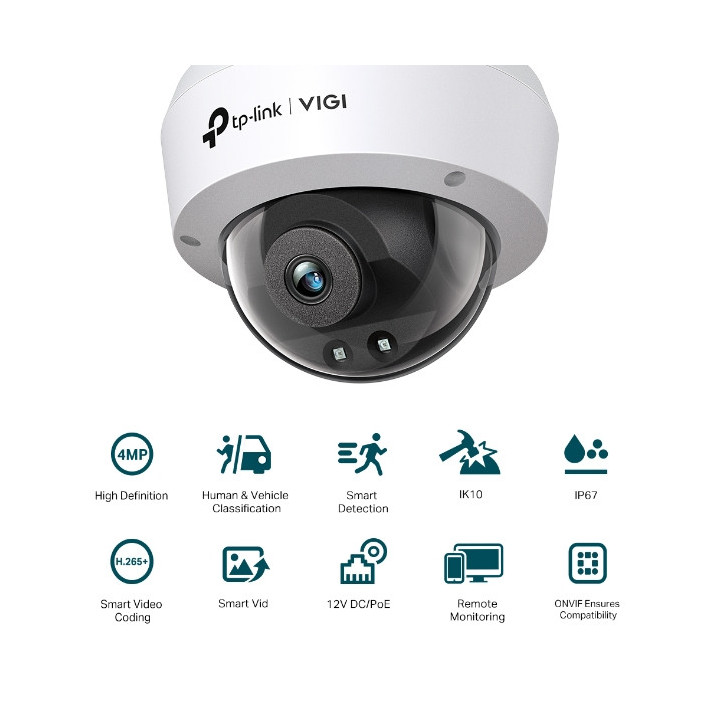 4MP IR куполна мрежова камера TP-Link VIGI C240I(2.8mm)