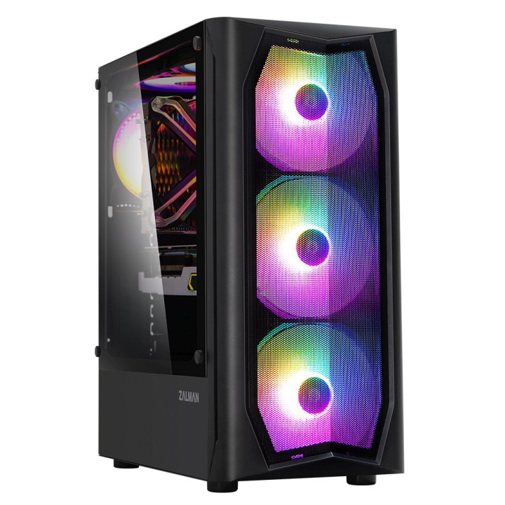 Кутия за компютър Zalman N4, с включени 6бр RGB вентилатори, Tempered Glass