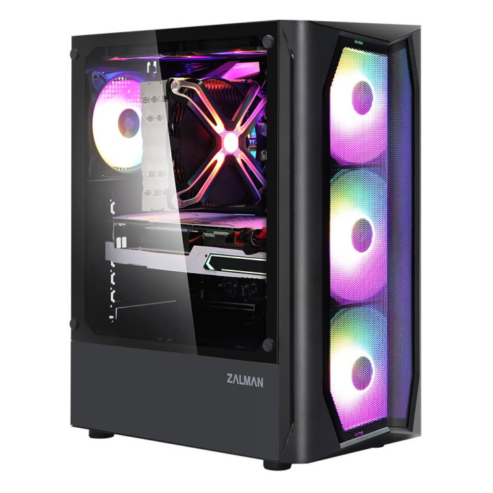 Кутия за компютър Zalman N4, с включени 6бр RGB вентилатори, Tempered Glass