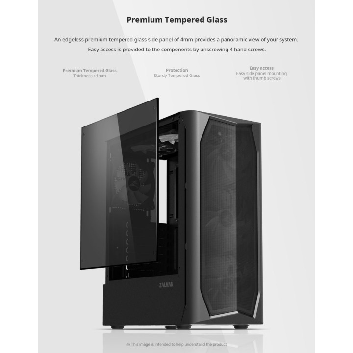 Кутия за компютър Zalman N4, с включени 6бр RGB вентилатори, Tempered Glass