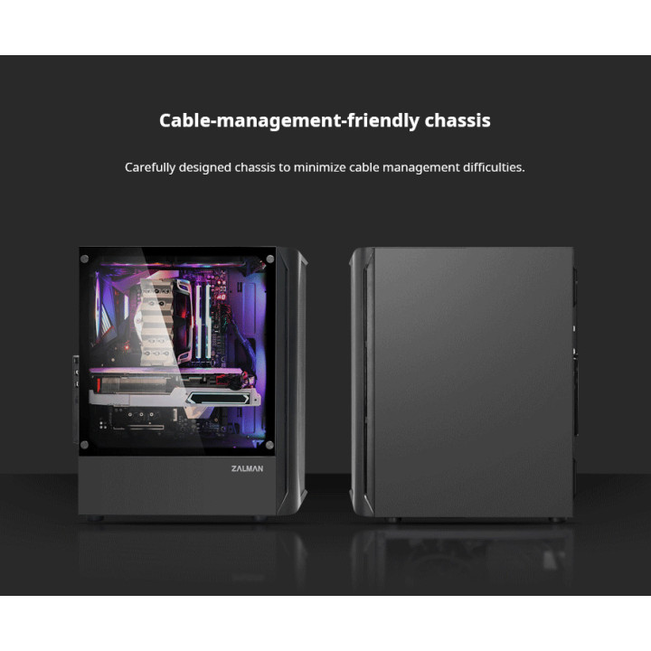 Кутия за компютър Zalman N4, с включени 6бр RGB вентилатори, Tempered Glass
