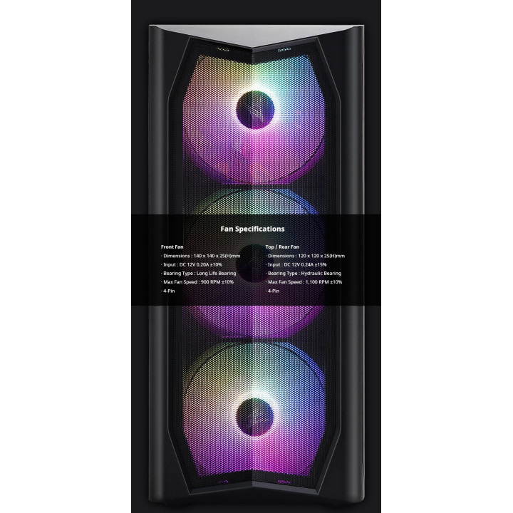 Кутия за компютър Zalman N4, с включени 6бр RGB вентилатори, Tempered Glass