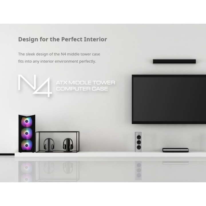 Кутия за компютър Zalman N4, с включени 6бр RGB вентилатори, Tempered Glass