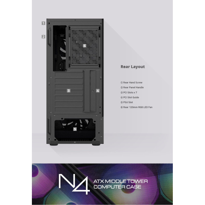 Кутия за компютър Zalman N4, с включени 6бр RGB вентилатори, Tempered Glass