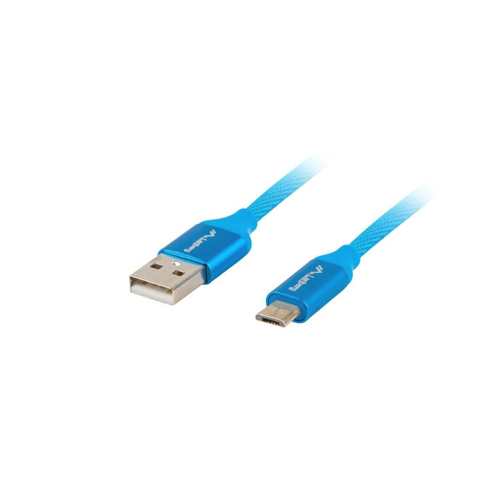 Кабел Lanberg USB MICRO-B (M)   към   USB-A (M) 2.0 cable 1m, blue premium QC 3.0