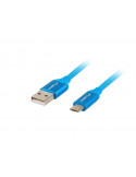 Кабел Lanberg USB MICRO-B (M)   към   USB-A (M) 2.0 cable 1m, blue premium QC 3.0
