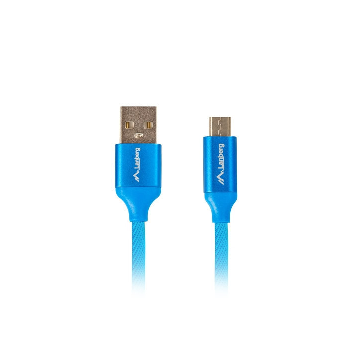 Кабел Lanberg USB MICRO-B (M)   към   USB-A (M) 2.0 cable 1m, blue premium QC 3.0